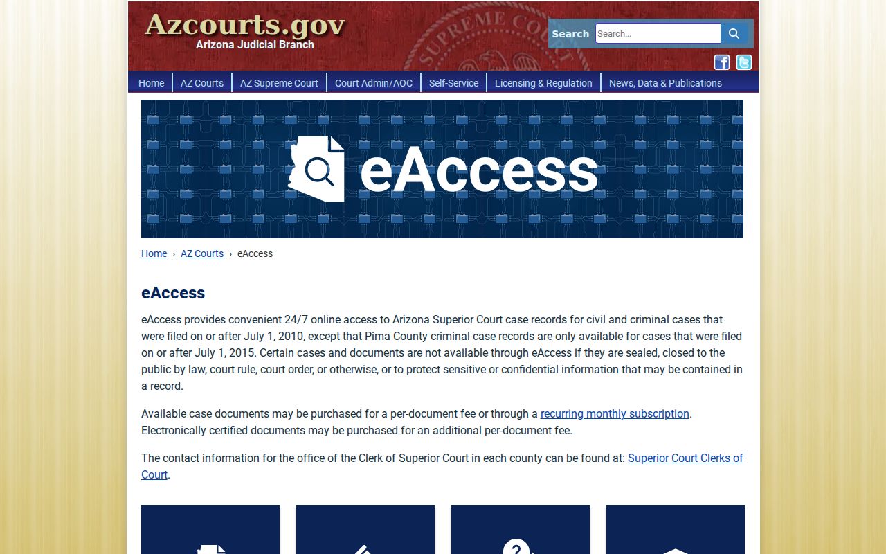 Apache County court docket eAccess document coverage