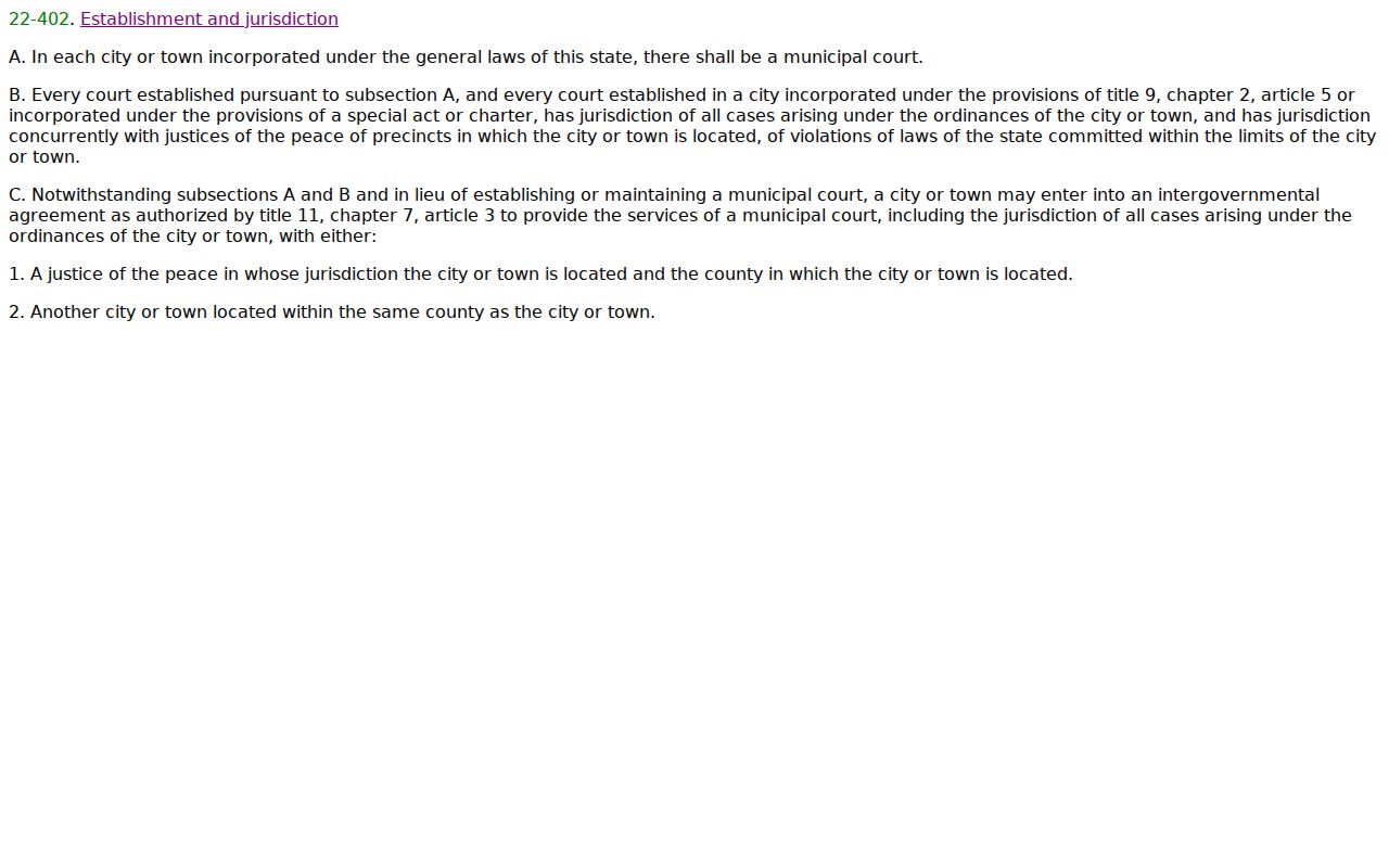 St. Johns court docket municipal jurisdiction under Arizona law